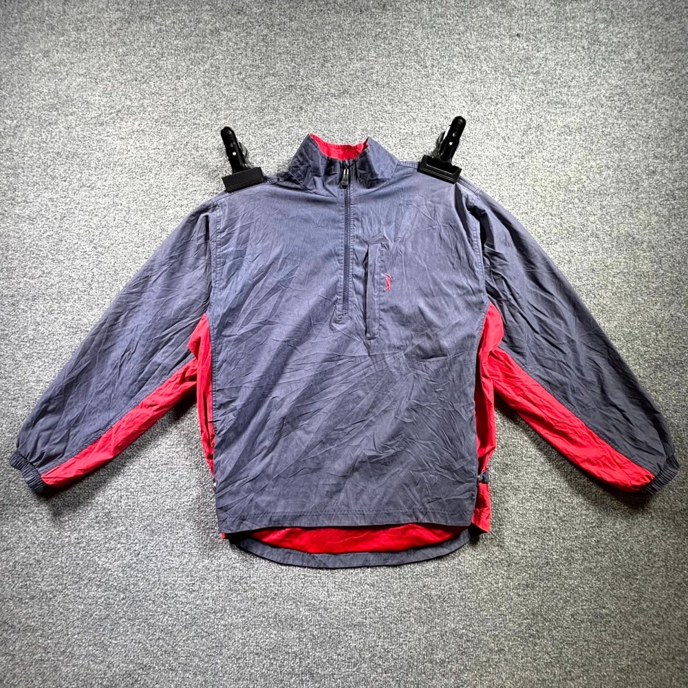 Vintage PGA Tour Signature Jacket Mens Large Gray Red 1/2 Zip Sporty Windbreaker
